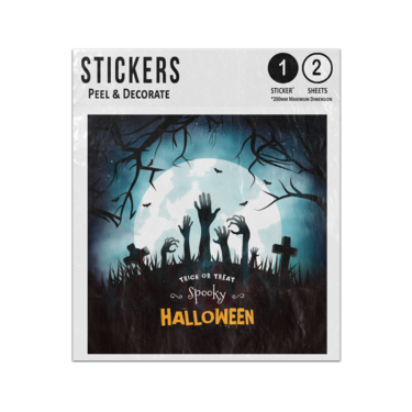 Picture of Graveyard With Zombie Hands Spooky Halloween Sticker Sheets Twin Pack