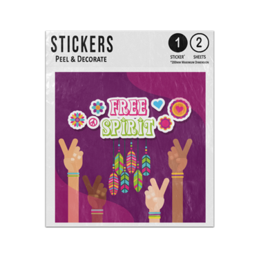 Picture of Hippie Multi Ethnic Hands Free Spirit Sticker Sheets Twin Pack