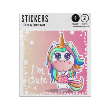 Picture of Im Cute Unicorn Girl With Pink Background Sticker Sheets Twin Pack