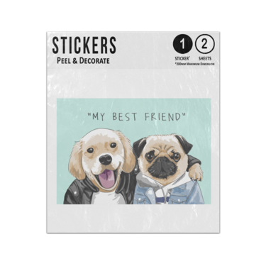 Picture of My Best Friend Slogan With Cute Dogs Illustration Sticker Sheets Twin Pack