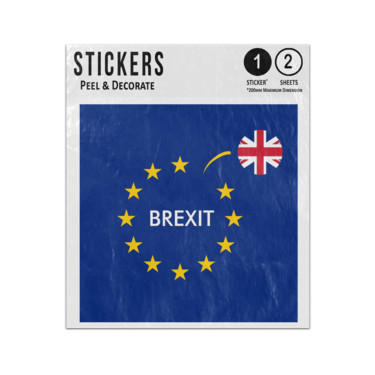 Picture of Brexit Uk Flag Separating From European Union Flag Sticker Sheets Twin Pack