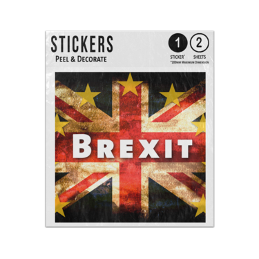 Picture of Brexit Union Jack Eu Stars Flag On Fire Burning Sticker Sheets Twin Pack