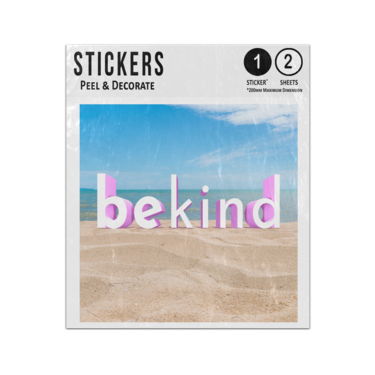Picture of Be Kind 3D Lettering Phrase Sandy Beach Blue Sky Island Sticker Sheets Twin Pack