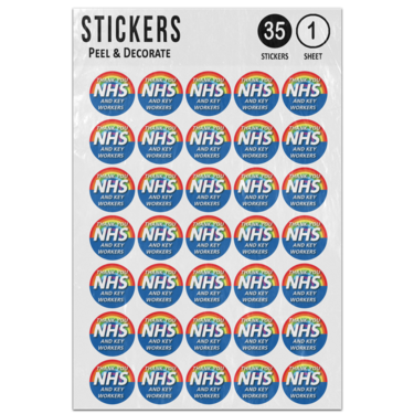 Picture of Thank You Nhs And Key Workers Rainbow Blue Semi Circle Sticker Sheet