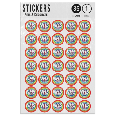 Picture of Thank You Nhs And Key Workers Rainbow Circle Shape England Flag St George Cross Sticker Sheet