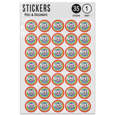Picture of Thank You Nhs And Key Workers Rainbow Circle Shape No Virus Prohibited Message Sticker Sheet