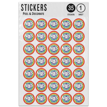 Picture of Thank You Nhs And Key Workers Rainbow Circle Shape Positive Message Sticker Sheet
