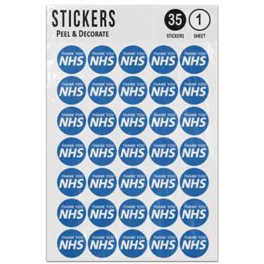 Picture of Thank You Nhs Blue Circle Shape Positive Message Sticker Sheet