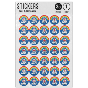 Picture of Thank You Nhs Blue Rainbow Circle Shape England Flag St George Cross Sticker Sheet