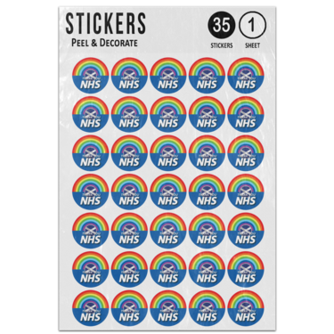 Picture of Thank You Nhs Blue Rainbow Circle Shape Scotland Flag Saltire St Andrew Sticker Sheet