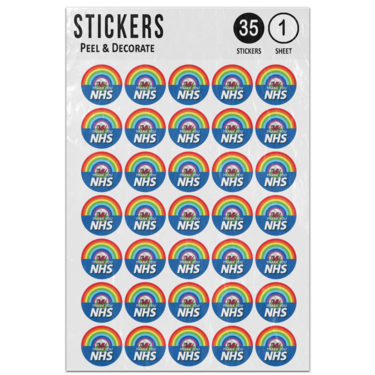 Picture of Thank You Nhs Blue Rainbow Circle Shape Wales Flag Red Dragon Sticker Sheet