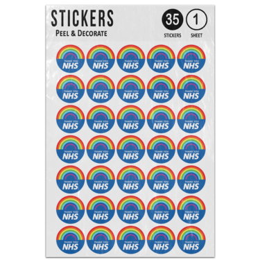 Picture of Thank You Nhs Rainbow With Blue Circle Shape Positive Message Sticker Sheet
