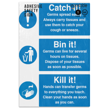 Picture of Catch It Bin It Kill It Germs Blue Mandatory Adhesive Vinyl Sign