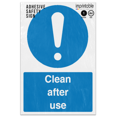 Picture of Clean After Use Blue Mandatory Adhesive Vinyl Sign