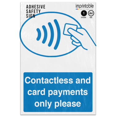 Picture of Contactless And Card Payments Only Please Universal Symbol Adhesive Vinyl Sign