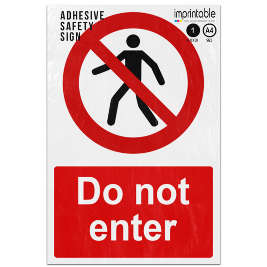 Picture of Do Not Enter Person Red Circle Backslash Diagonal No Prohibited Adhesive Vinyl Sign