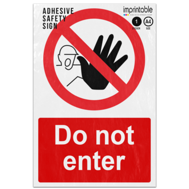 Picture of Do Not Enter Stop Hand Red Circle Backslash Diagonal No Prohibited Adhesive Vinyl Sign