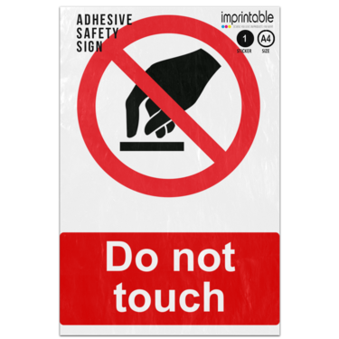 Picture of Do Not Touch Hand Surface Red Circle Backslash Diagonal No Prohibited Adhesive Vinyl Sign