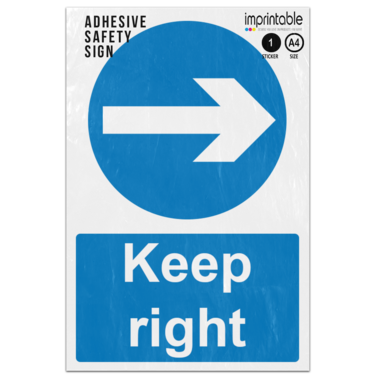 Picture of Keep Right Arrow Blue Circle Mandatory Adhesive Vinyl Sign