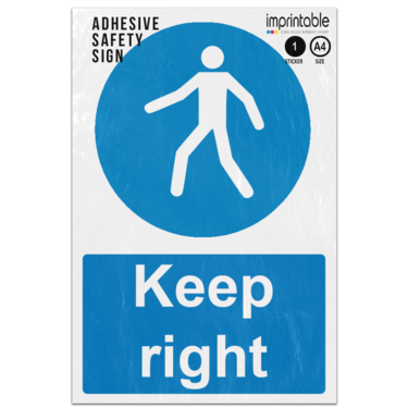 Picture of Keep Right Person Blue Circle Mandatory Adhesive Vinyl Sign