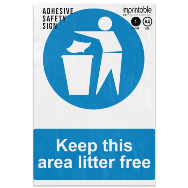 Picture of Keep This Area Litter Free Blue Mandatory Adhesive Vinyl Sign