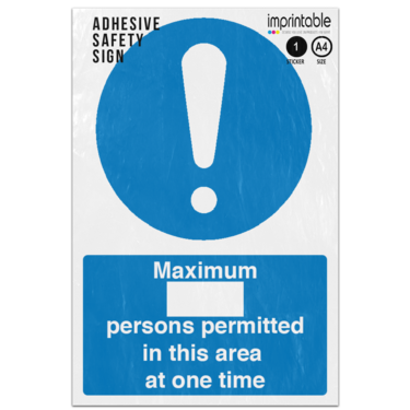 Picture of Maximum Number Persons Permitted In This Area At One Time Blue Mandatory Adhesive Vinyl Sign