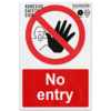 Picture of No Entry Stop Hand Red Circle Backslash Diagonal Prohibited Adhesive Vinyl Sign