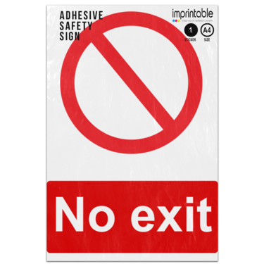 Picture of No Exit Red Circle Backslash Diagonal Prohibited Adhesive Vinyl Sign