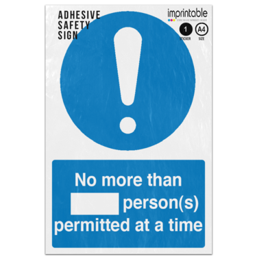 Picture of No Ore Than Number Persons Permitted At A Time Blue Mandatory Adhesive Vinyl Sign