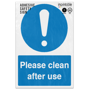 Picture of Please Clean After Blue Mandatory Adhesive Vinyl Sign