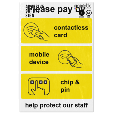 Picture of Please Pay By Contactless Card Mobile Device Chip And Pin Help Protect Our Staff Adhesive Vinyl Sign