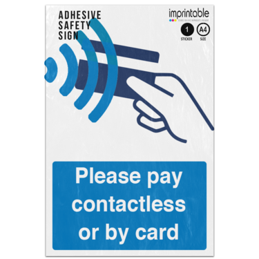 Picture of Please Pay Contactless Or By Card Adhesive Vinyl Sign