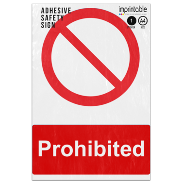 Picture of Prohibited Red Circel Backslash Diagonal No Prohibited Adhesive Vinyl Sign