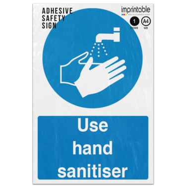Picture of Use Hand Sanitiser Blue Mandatory Adhesive Vinyl Sign