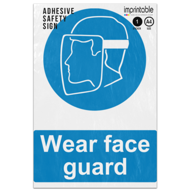 Picture of Wear Face Guard Shield Blue Mandatory Adhesive Vinyl Sign