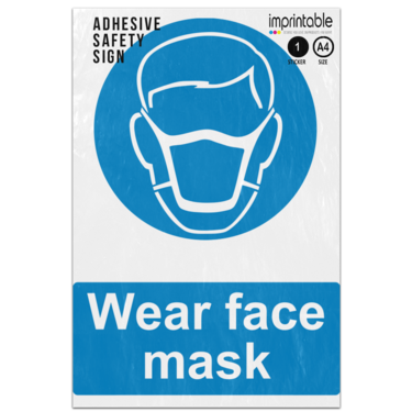 Picture of Wear Face Mask Blue Mandatory Adhesive Vinyl Sign