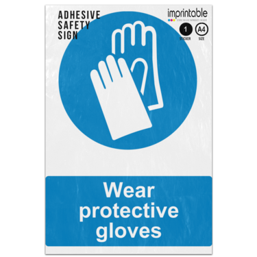 Picture of Wear Protective Gloves Blue Mandatory Adhesive Vinyl Sign