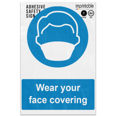 Picture of Wear Your Face Covering Blue Mandatory Adhesive Vinyl Sign