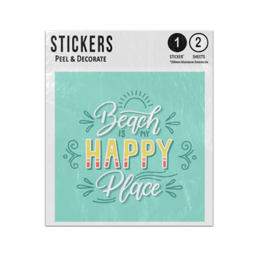 Picture of Beach Is My Happy Place Phrase Quote Illustration With Doodles Sticker Sheets Twin Pack