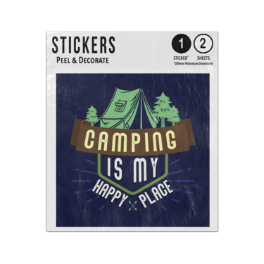 Picture of Camping Is My Happy Place Quote Tent Wilderness Doodles Sticker Sheets Twin Pack