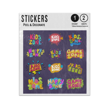 Picture of Kids Zone Games Room Cartoon Style Lettering Illustrations Sticker Sheets Twin Pack