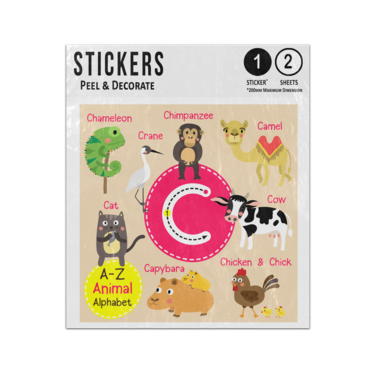 Picture of A Z Animal Alphabet Preschool Phonics Teaching Letter C Sticker Sheets Twin Pack