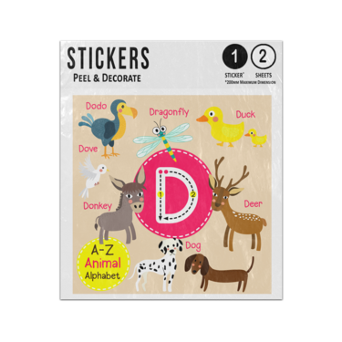 Picture of A Z Animal Alphabet Preschool Phonics Teaching Letter D Sticker Sheets Twin Pack