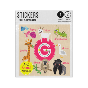 Picture of A Z Animal Alphabet Preschool Phonics Teaching Letter G Sticker Sheets Twin Pack