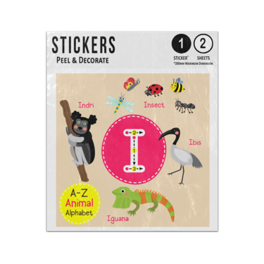 Picture of A Z Animal Alphabet Preschool Phonics Teaching Letter I Sticker Sheets Twin Pack