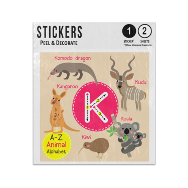 Picture of A Z Animal Alphabet Preschool Phonics Teaching Letter K Sticker Sheets Twin Pack