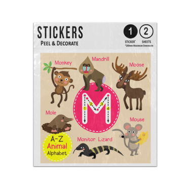 Picture of A Z Animal Alphabet Preschool Phonics Teaching Letter M Sticker Sheets Twin Pack