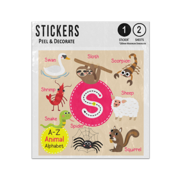Picture of A Z Animal Alphabet Preschool Phonics Teaching Letter S Sticker Sheets Twin Pack