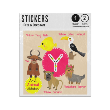 Picture of A Z Animal Alphabet Preschool Phonics Teaching Letter Y Sticker Sheets Twin Pack