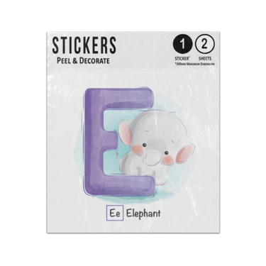 Picture of Alphabet Animal Letter E Is For Elephant Preschool Teaching Sticker Sheets Twin Pack